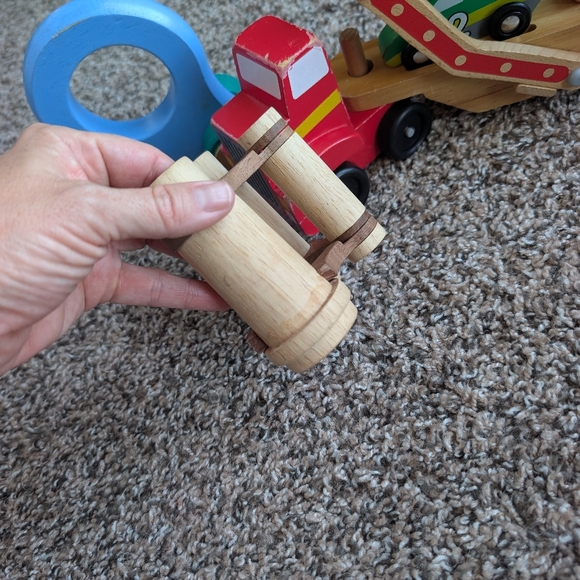 Bundle of Wooden Toys Melissa and Doug Car Hauler Truck Anthro Binoculars - Picture 3 of 5
